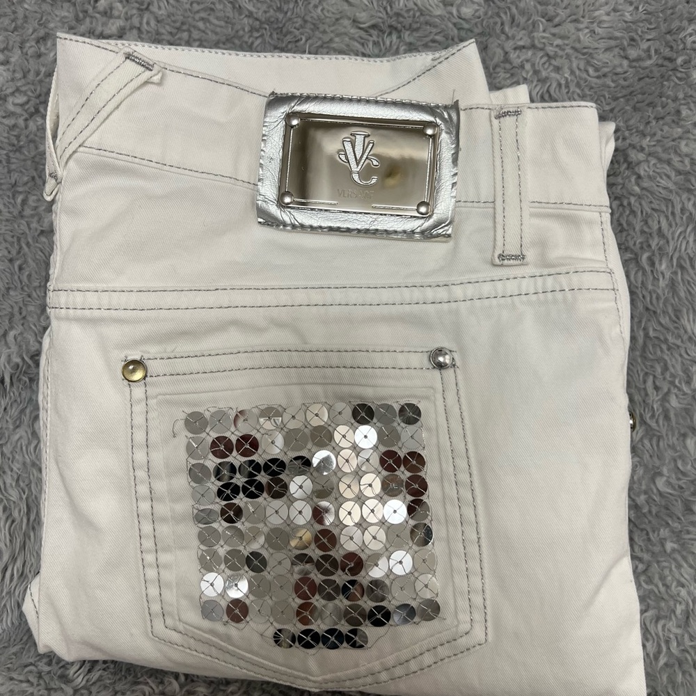 Rare Sequin Pocket White Versace Jeans